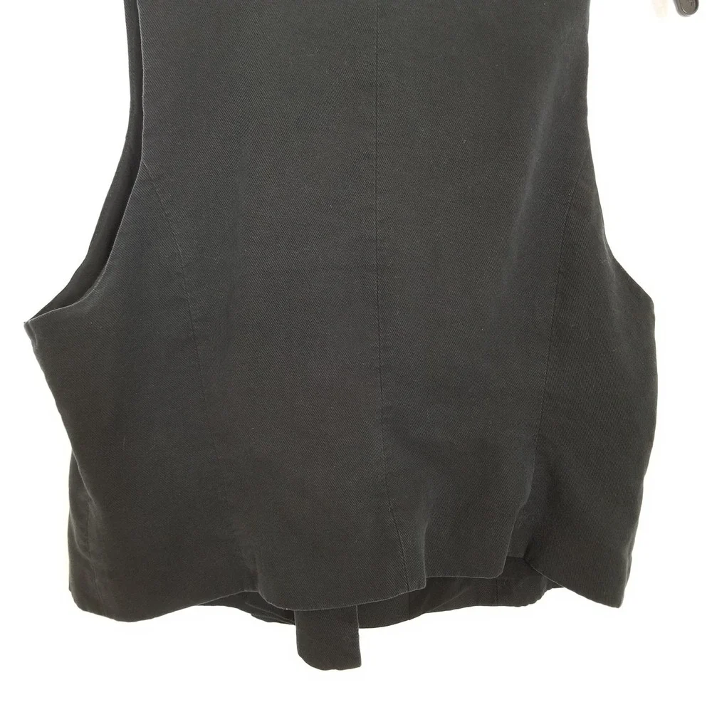 Free People‎ Gabbie Vest Top Sz 8 Black Double Breasted Sleeveless Boho Cropped